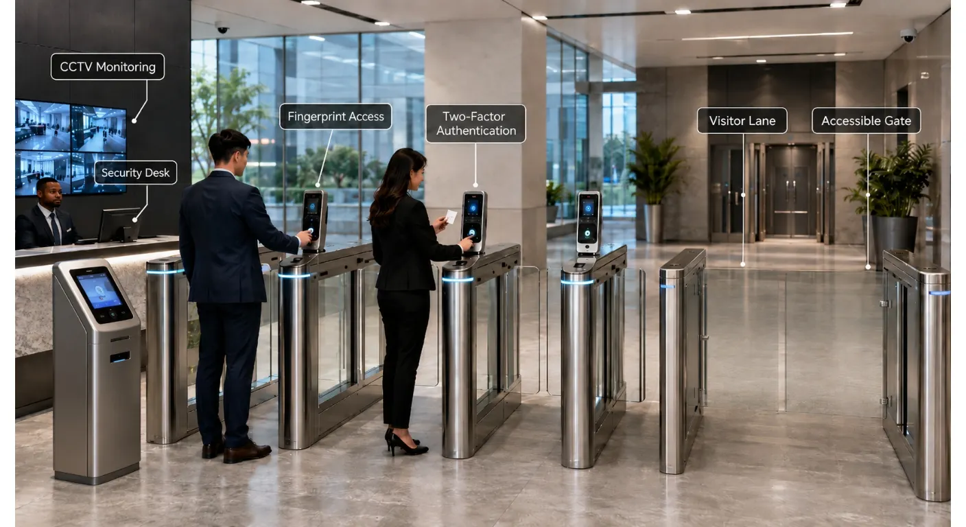 יצרן שערי טור ביומטריים עם סורק טביעות אצבע